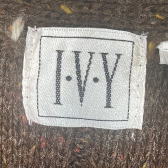 IVY Wool Blend Hand Embroidery Knit Vest Womens Small Brown New - Picture 6 of 12